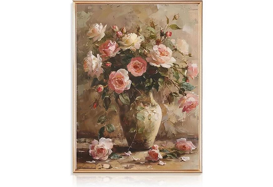 Dazzlewall Leinwandbild Vintage Blumen Leinwand Bild 30x40 cm für Badezimme günstig online kaufen