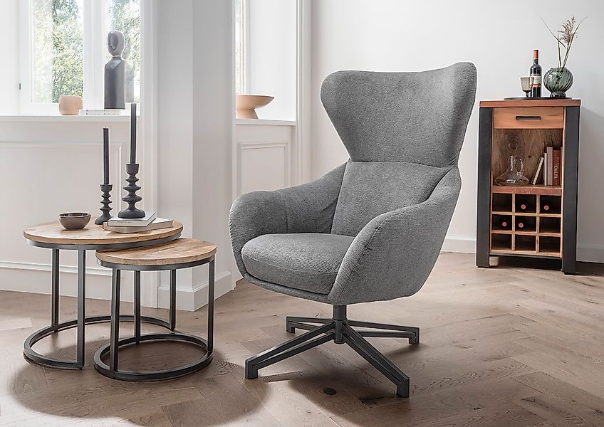 Indoormöbelset Ohrensessel Marconia dark grey & Beistelltisch Fermo 2er Set günstig online kaufen