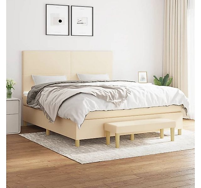 vidaXL Boxspringbett, Boxspringbett mit Matratze Creme 160x200 cm Stoff günstig online kaufen