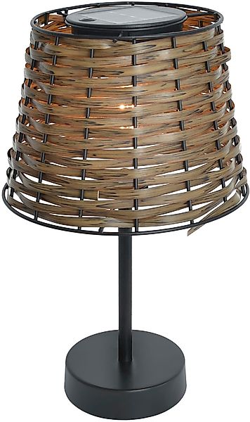 näve Außen-Tischleuchte Solar-Tisch-Leuchte Rattan braun "RADA", günstig online kaufen