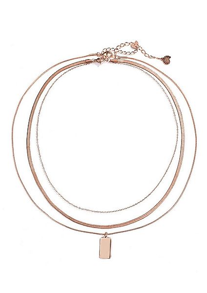 Hey Happiness Collier-Set Layer Geo Schlangenketten, Edelstahl 18K Roségold günstig online kaufen