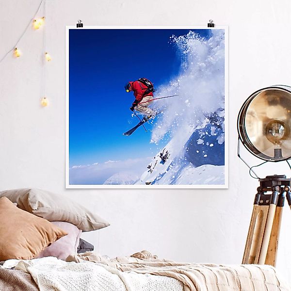 Poster - Quadrat Skisprung am Hang günstig online kaufen
