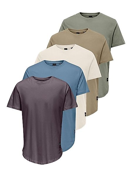ONLY & SONS Rundhalsshirt ONSMATT LONGY SS TEE 5-PACK (Packung, 5-tlg) Baum günstig online kaufen