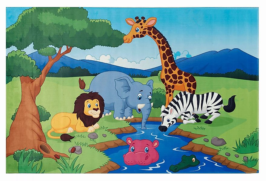 Böing Carpet Kinderteppich »Lovely Kids 403«, rechteckig, Motiv Dschungelti günstig online kaufen