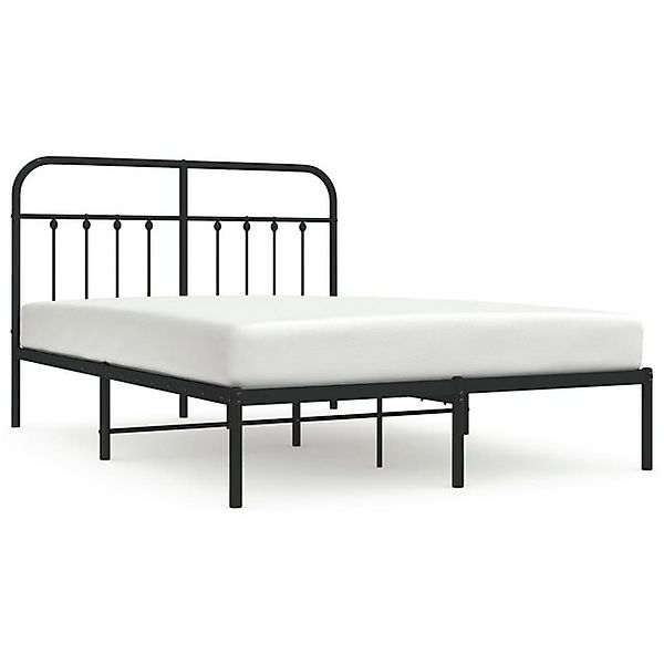 vidaXL Bettgestell, Bettrahmen mit Kopfteil Metall Schwarz 140x190 cm günstig online kaufen