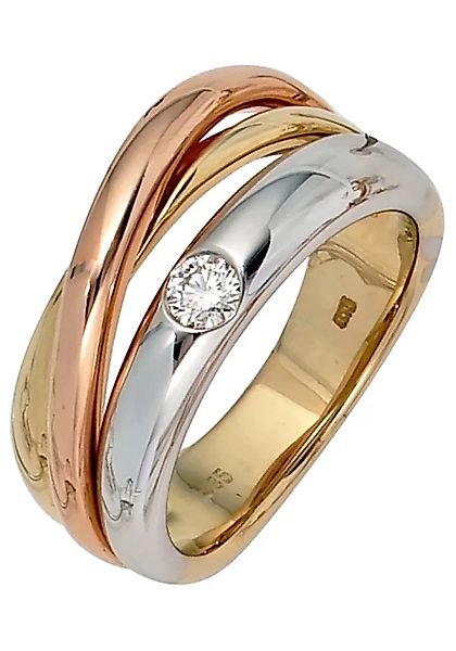 JOBO Diamantring, 585 Gold dreifarbig tricolor mit Diamant 0,15 ct. günstig online kaufen