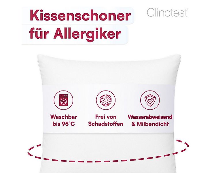 Clinotest Kissenbezug Wasser- und Milbendicht, (2 Stück), Kissenschoner hyp günstig online kaufen