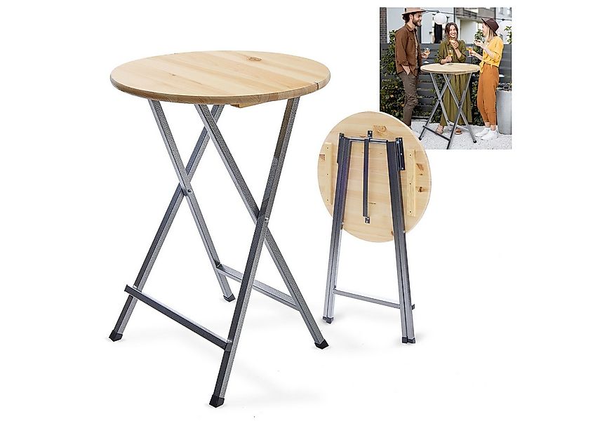 Onbest Stehtisch Set Premium klappbar mit Holzplatte (1-St), ⌀ 78 cm, 3 cm günstig online kaufen