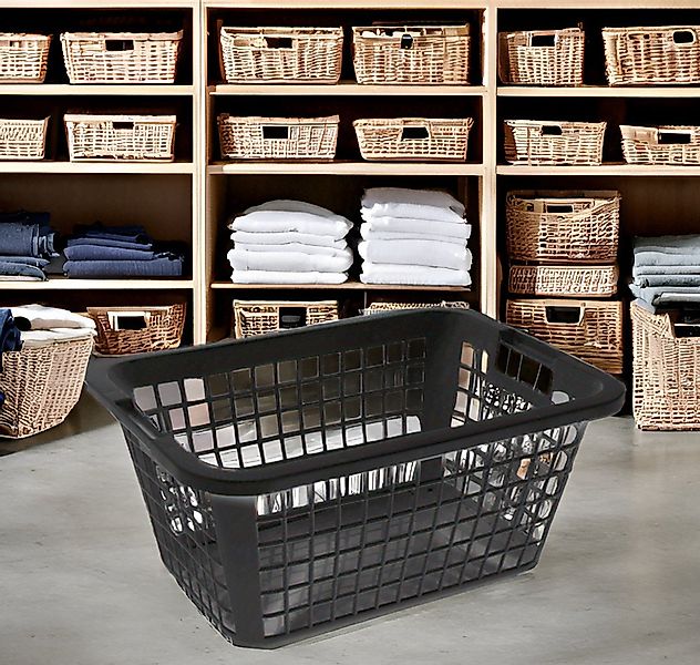 Ebaxx Wäschekorb 69 Liter Groß Wäschekorb Plastik Kunststoff Weiß Grau Anth günstig online kaufen