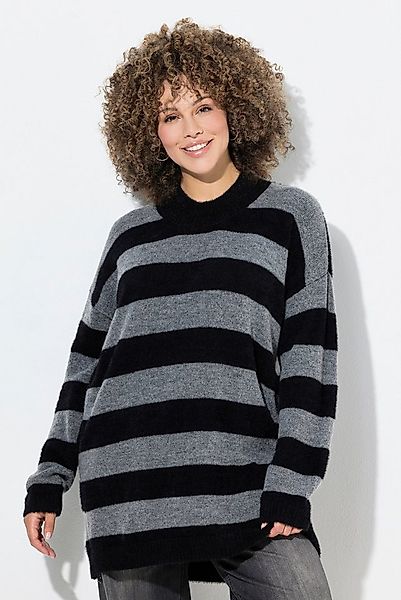 Ulla Popken Strickpullover Pullover Streifen Stehkragen Langarm kuschelweic günstig online kaufen