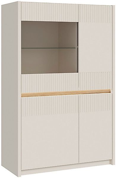 FORTE Vitrine Oak Squere Highboard, Beleuchtung, SoftClose günstig online kaufen