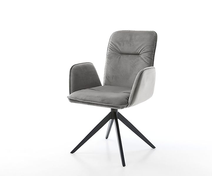 Drehstuhl Vinja-Flex Samt Grau Kreuzgestell breit Schwarz 360° drehbar Wipp günstig online kaufen