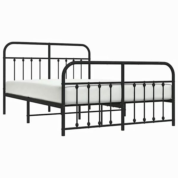 furnicato Bettgestell mit Kopf- und Fußteil Metall Schwarz 140x190 cm (1-tl günstig online kaufen