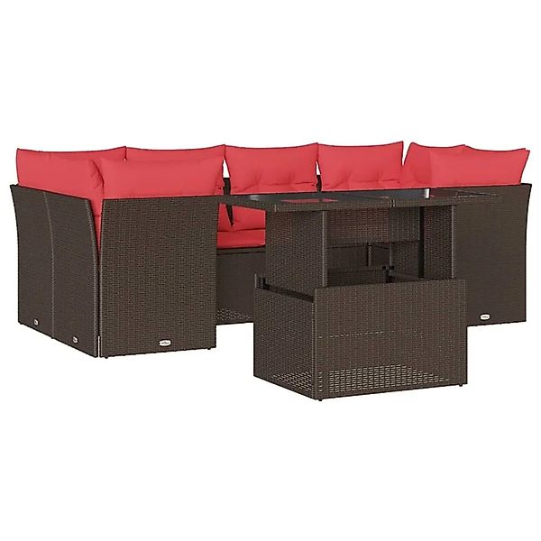 vidaXL 7-Tlg Gartensofa-Set mit Kissen Braun Polyrattan 3266384 günstig online kaufen