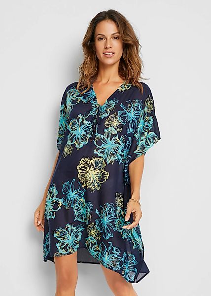 bonprix Tunikakleid mit transparentem Stoff, mit tiefem V-Ausschnitt, weich günstig online kaufen