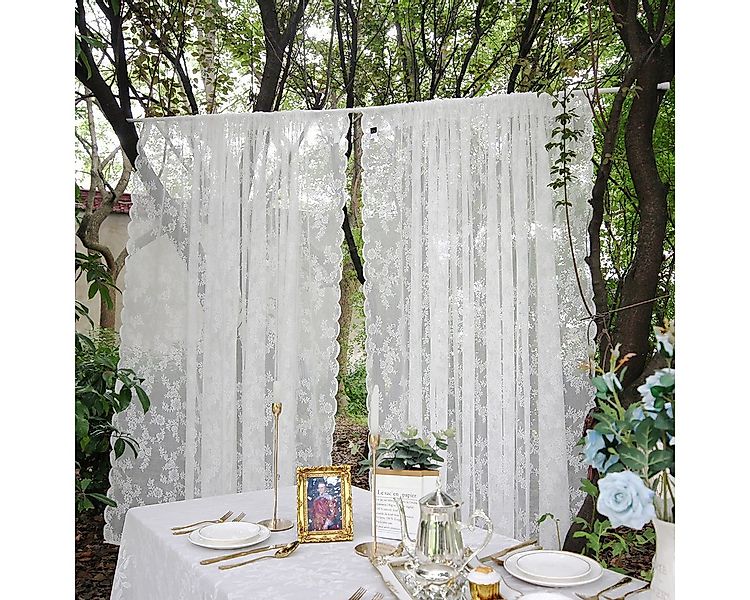 Rosnek Vorhang Florale, Spitze Screening Tür Vorhänge, für Wohnzimmer Schla günstig online kaufen