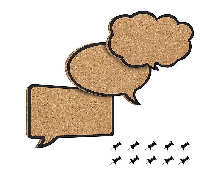 Navaris Memoboard 3x Korkwand Set - Sprechblase Wolke Designs inkl. 10 Pins günstig online kaufen
