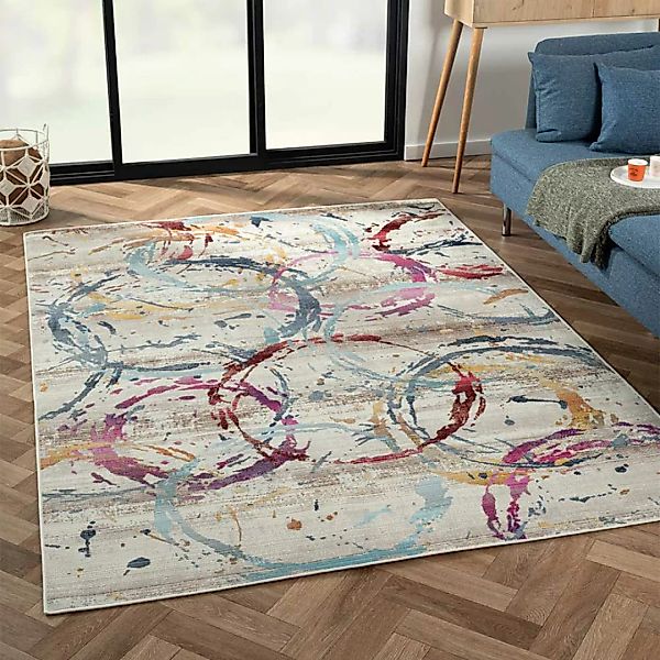 Farbklecks Teppich bunt 170x240 cm rechteckig modernem Design günstig online kaufen