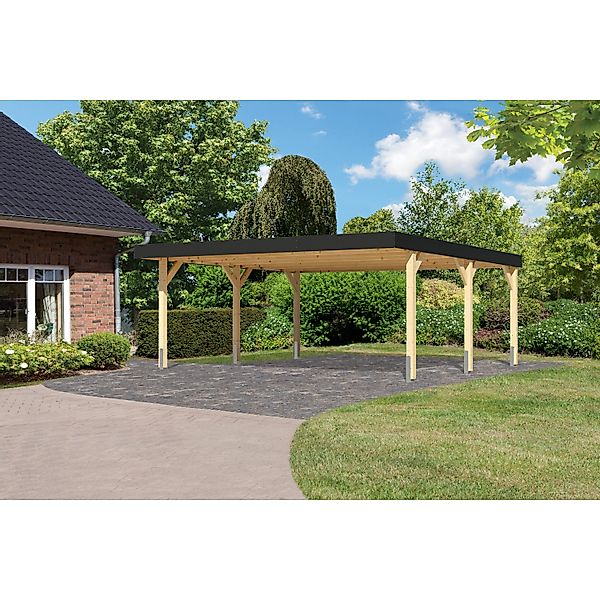 Karibu Doppelcarport Leimholz 1 Naturbelassen 246,5 x 528 x 462 cm günstig online kaufen