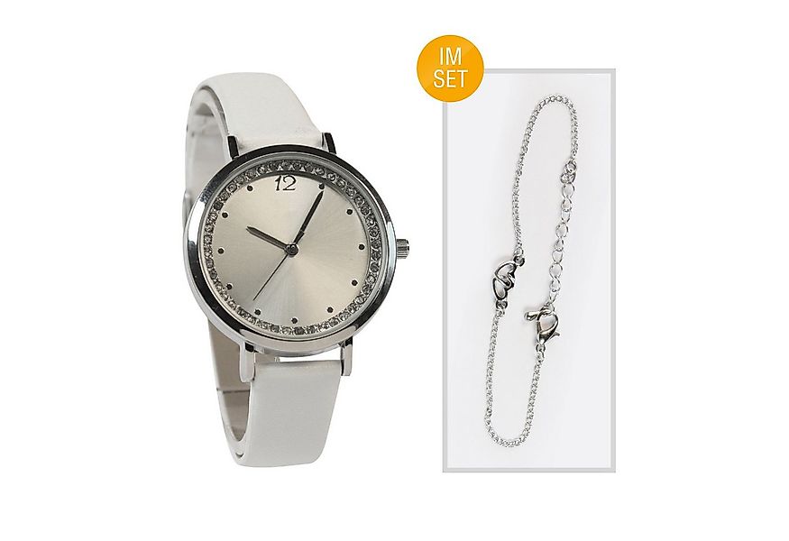 Quarzuhr Miraval Damen Armbanduhr Weiß Quarz, Kunstlederarmband & elegantes günstig online kaufen