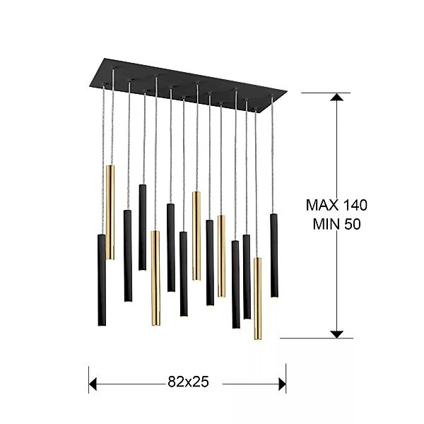 LED-Hängelampe Varas steuerbar 14-flg gold/schwarz günstig online kaufen