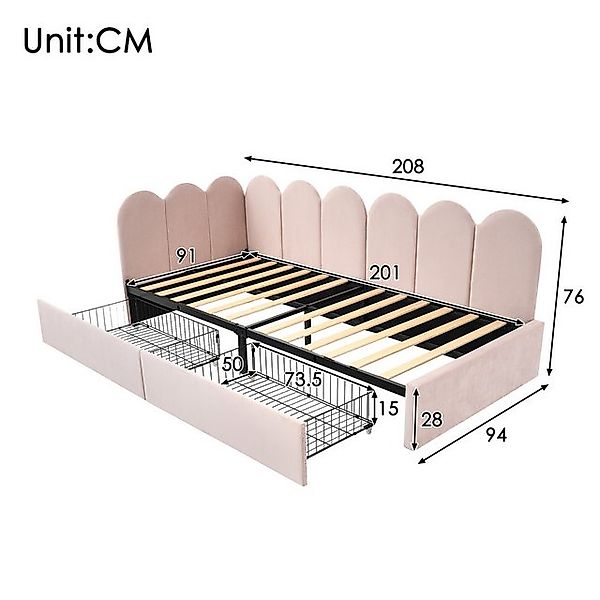 Sytifro Polsterbett Polsterbett Daybett 90x200 cm (Tagesbett Schlafsofa mit günstig online kaufen