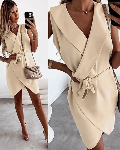 Moda Yakamoz Blusentop Wickelgürtel Kreppkleid mit günstig online kaufen