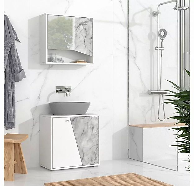Vicco Spiegelschrank Badspiegel Badschrank IRIDA 60 x 55 cm Weiß günstig online kaufen
