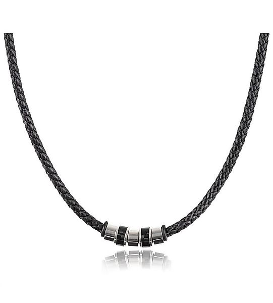 David Galvani Kette mit Anhänger Herren Lederkette Schwarz mit Edelstahl Be günstig online kaufen