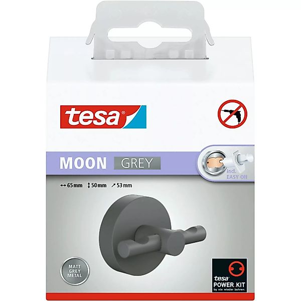 Tesa Moon Grey Bademantelhaken Grau Matt inkl. Klebelösung günstig online kaufen