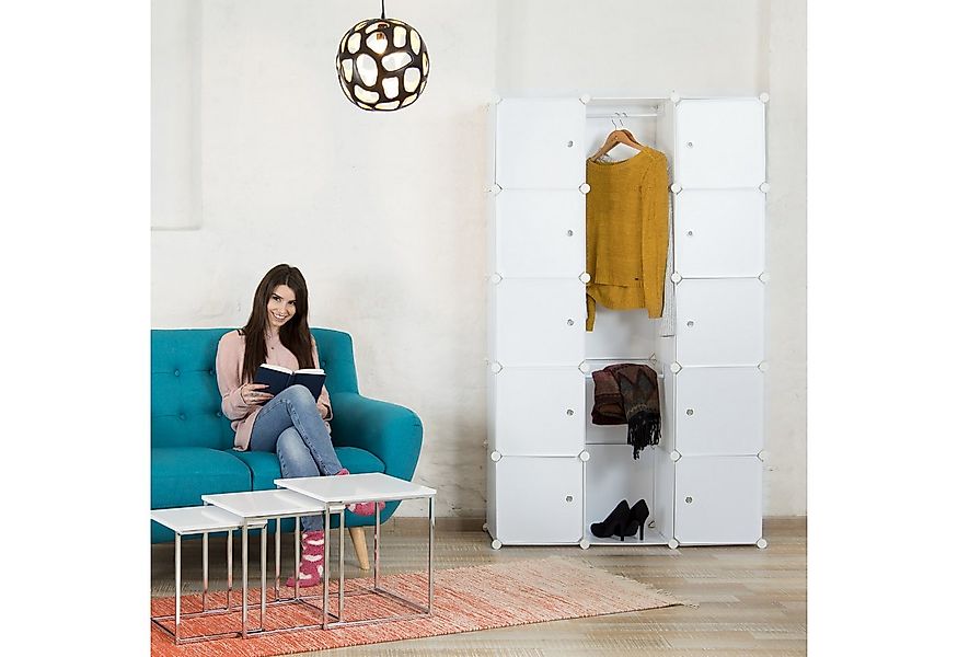 relaxdays Steckregal Regalsystem Kleiderschrank 11 Fächer, schwarz günstig online kaufen