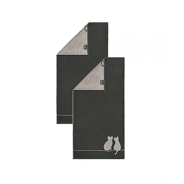 2 Stück Cawö Handtücher Cute Cats 6263-77 Katzen Anthrazit Grau 50x100 günstig online kaufen