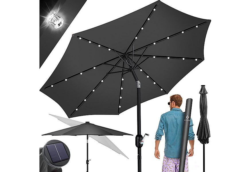 KESSER Sonnenschirm, Sonnenschirm Balkonschirm LED Solar mit Kurbel günstig online kaufen