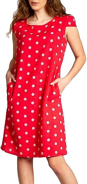 Caspar Sommerkleid SKL024 knielanges Damen Sommer Leinenkleid mit Punkte Pr günstig online kaufen