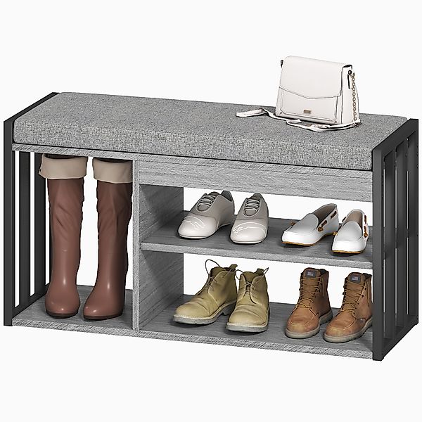 HOMCOM Schuhbank Schuhregal mit Sitzfläche gepolstert Sitzbank mit Stauraum günstig online kaufen