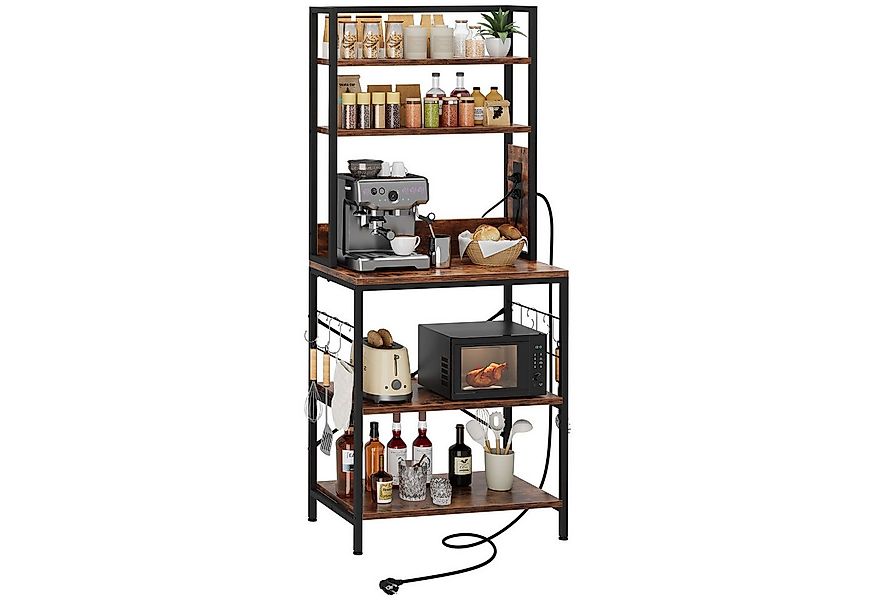 YOLEO Küchenregal 5 Etagen Standregal mit Steckdosen,6 S-Haken,70x40x165cm günstig online kaufen