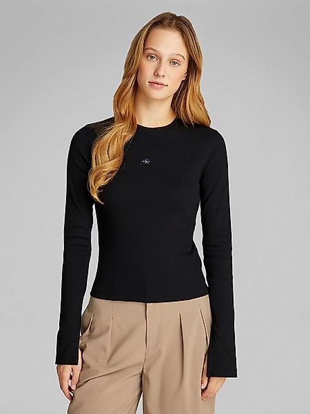 Calvin Klein Jeans Longtop WOVEN LABEL RIB LS TOP mit Logodruck günstig online kaufen