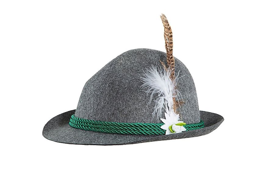 dressforfun Kostüm Grauer Trachtenhut mit Edelweiß, Trachtenhut aus Filz günstig online kaufen