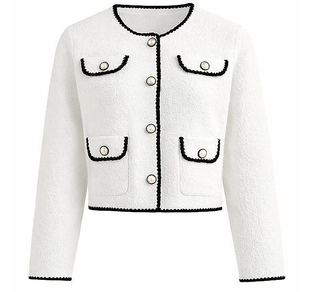 Mississhop Kurzjacke Damen Bouclé-Blazer mit Kontrastpaspeln M.420 günstig online kaufen