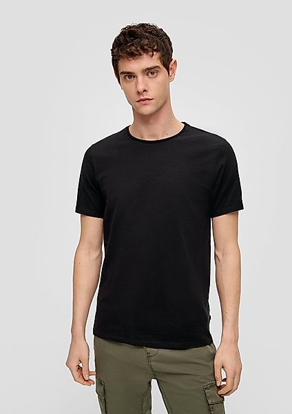 QS Kurzarmshirt T-Shirt Baumwollshirt mit Rollkante günstig online kaufen