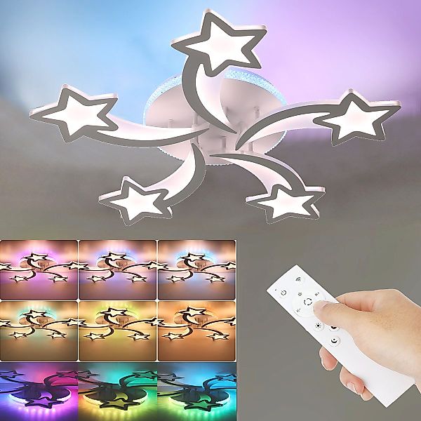 LETGOSPT Deckenleuchte Blütenform LED Deckenlampe 55W, günstig online kaufen