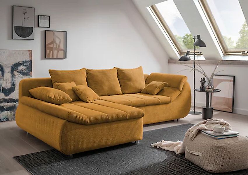 INOSIGN Ecksofa »Imola elegant und bequem, aktuelle Steppung im Sitz, L-For günstig online kaufen