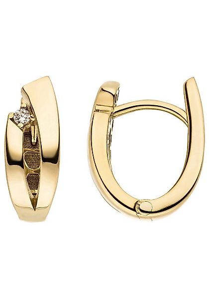 JOBO Paar Creolen Ohrringe oval 13,6 mm, 8 Karat 333 Gold mit 2 Zirkonia günstig online kaufen