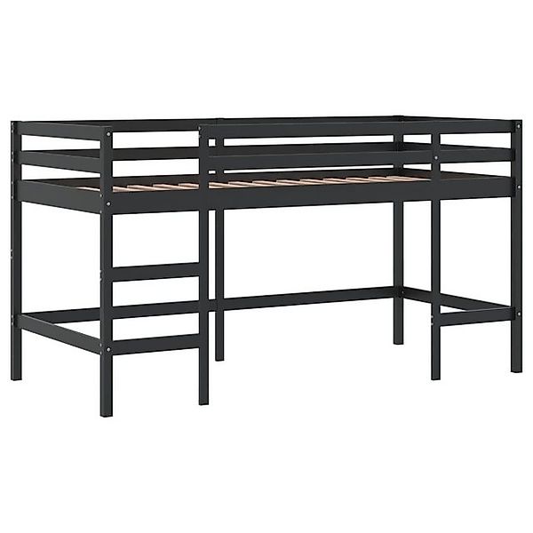 vidaXL Bett Kinderhochbett mit Leiter Schwarz 80x200 cm Massivholz Kiefer günstig online kaufen