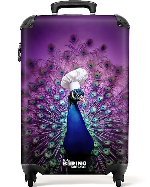 NoBoringSuitcases.com© Hartschalen-Trolley Pfau mit Kochmütze auf günstig online kaufen