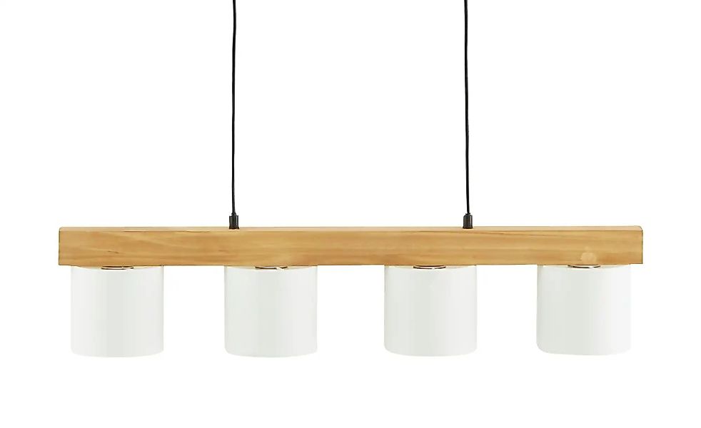 Pendelleuchte  4-flammig  Holz/ Stoffschirm weiß   ¦ weiß ¦ Maße (cm): B: 7 günstig online kaufen