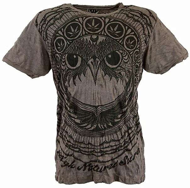 Guru-Shop T-Shirt Sure Herren T-Shirt Eule - taupe alternative Bekleidung, günstig online kaufen