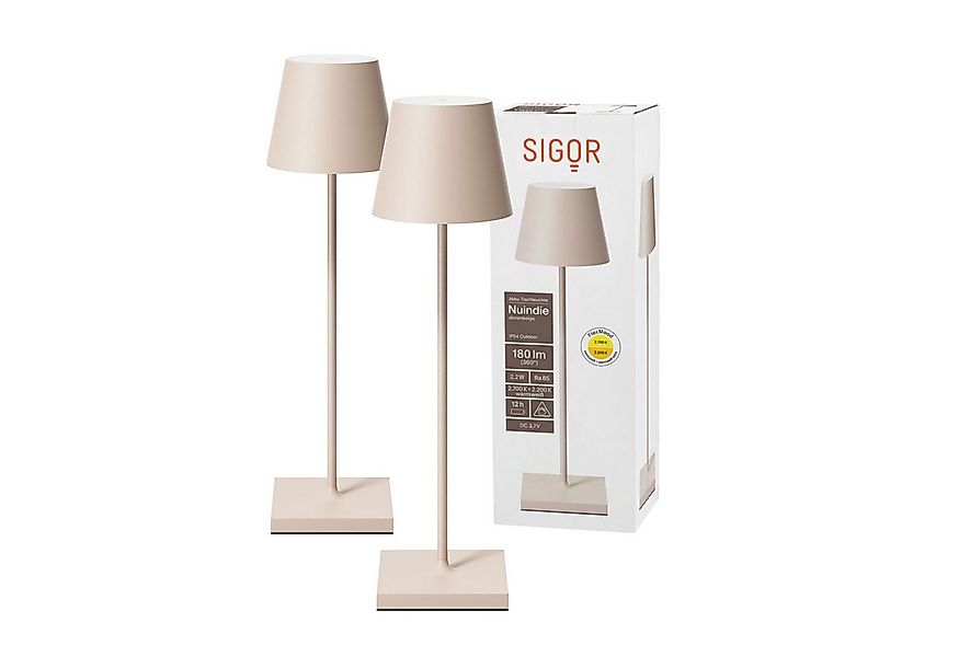SIGOR LED Tischleuchte 2x Nuindie USB-C 380mm dünenbeige, Dimmbar, LED fest günstig online kaufen