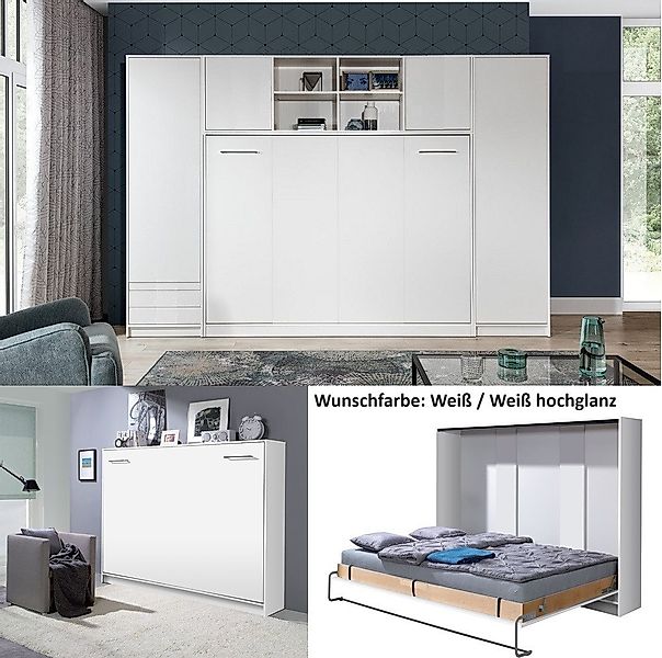 QMM TraumMöbel Schrankbett Wandbett HB 140x200 mit 2 Schränken & Aufsatz (M günstig online kaufen