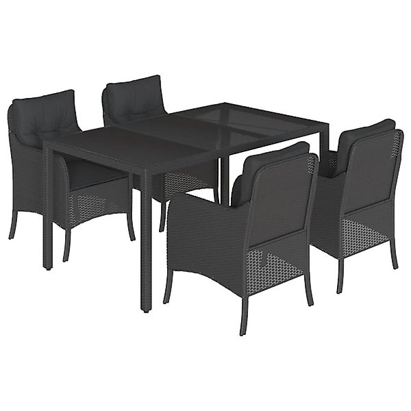 vidaXL 5-Tlg Garten-Essgruppe mit Kissen Schwarz Poly Rattan 3211850 günstig online kaufen
